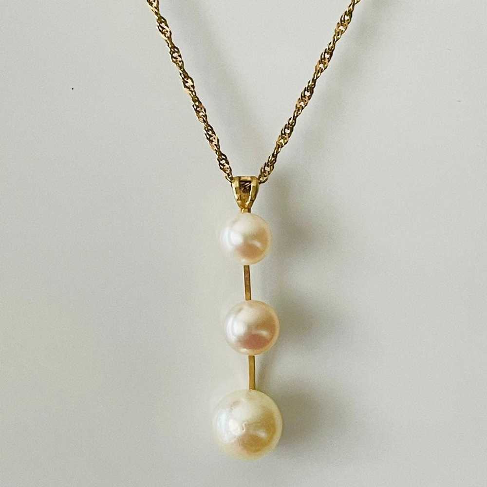 Vintage 10k Gold Natural White Pearl Pendant Neck… - image 2