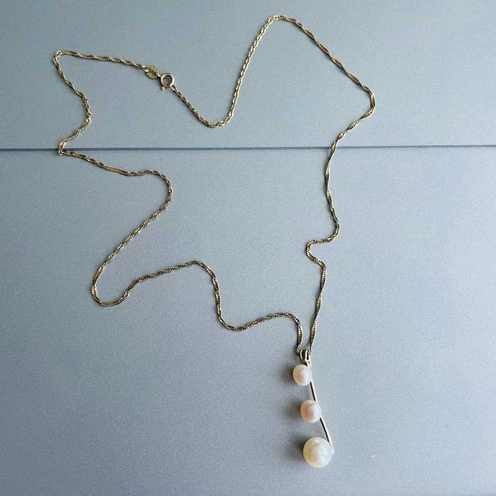 Vintage 10k Gold Natural White Pearl Pendant Neck… - image 4