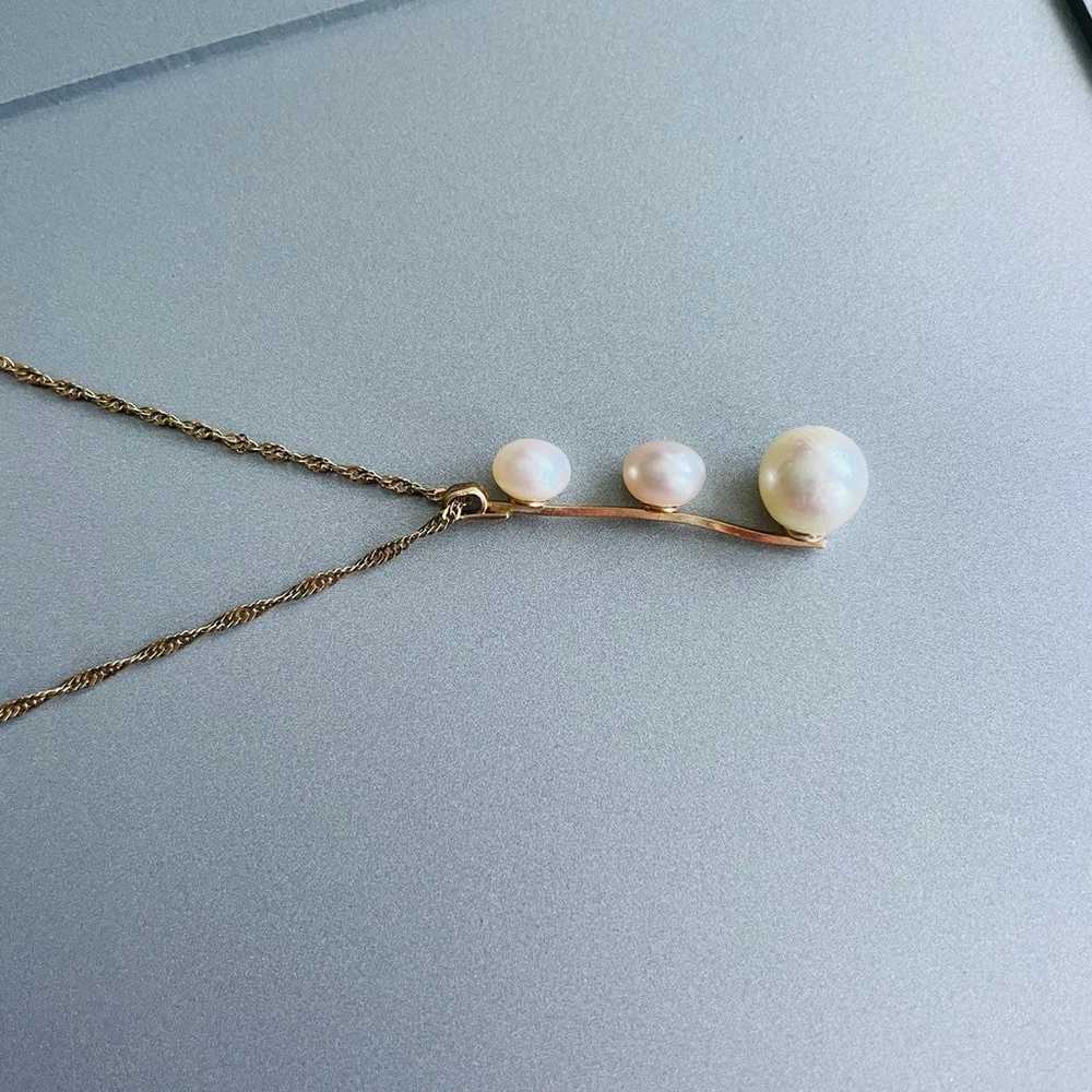 Vintage 10k Gold Natural White Pearl Pendant Neck… - image 5