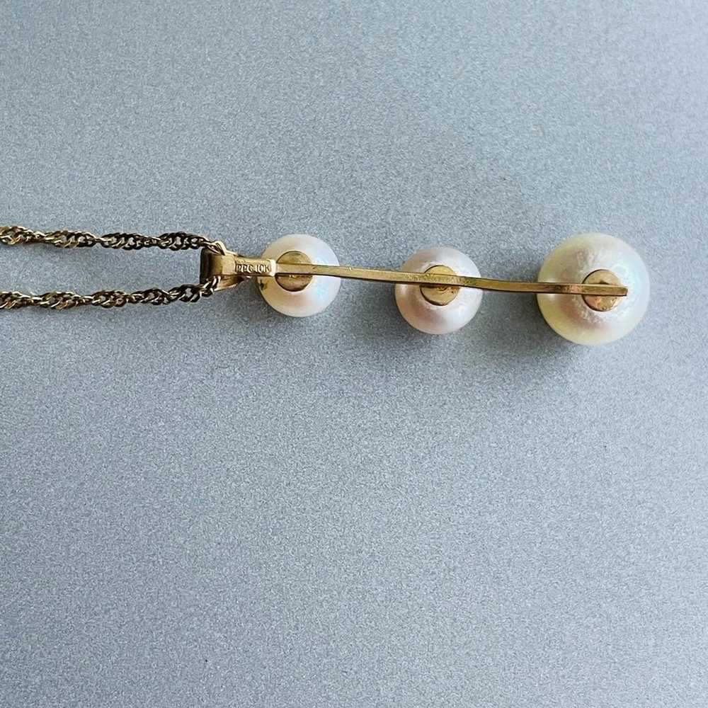 Vintage 10k Gold Natural White Pearl Pendant Neck… - image 6