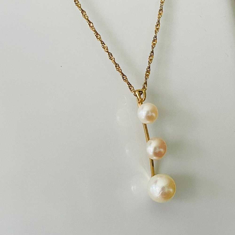 Vintage 10k Gold Natural White Pearl Pendant Neck… - image 8