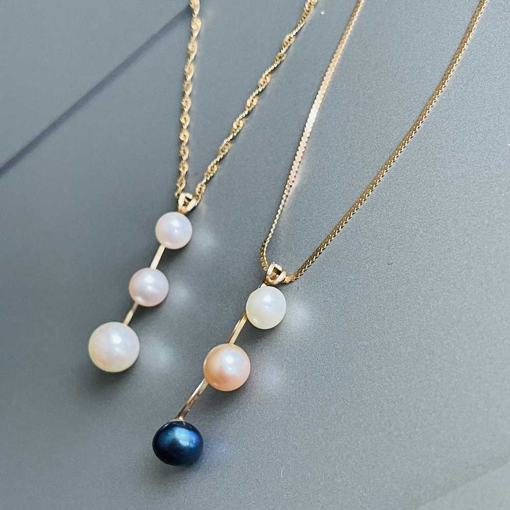 Vintage 10k Gold Natural White Pearl Pendant Neck… - image 9