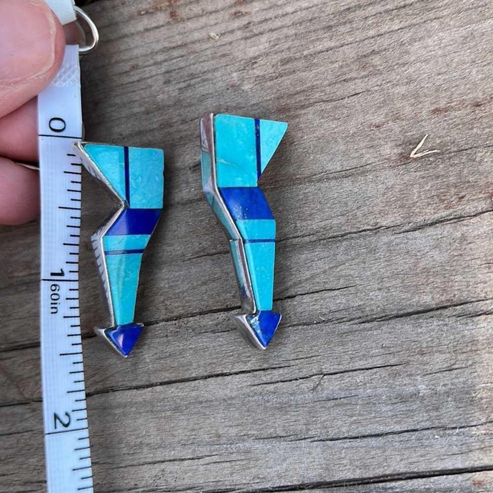 Vintage Turquoise and Lapis inlaid Navajo Broken … - image 11