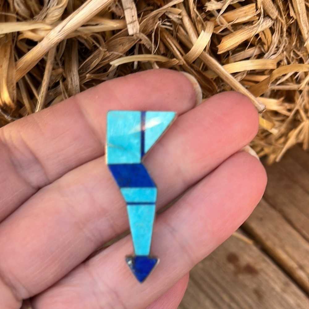 Vintage Turquoise and Lapis inlaid Navajo Broken … - image 7