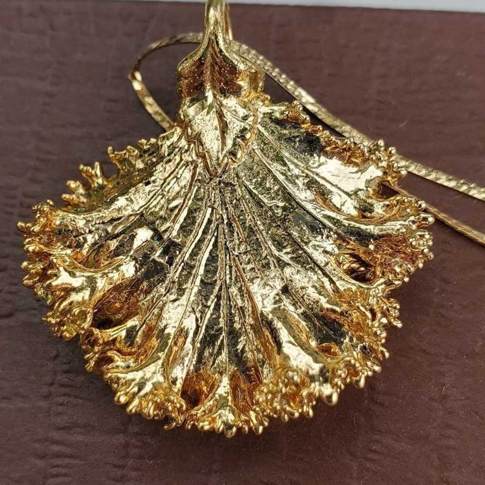 14k Plumb Gold leaf necklace - image 2