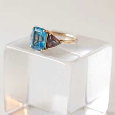 14k Gold aquamarine and amethyst Ring