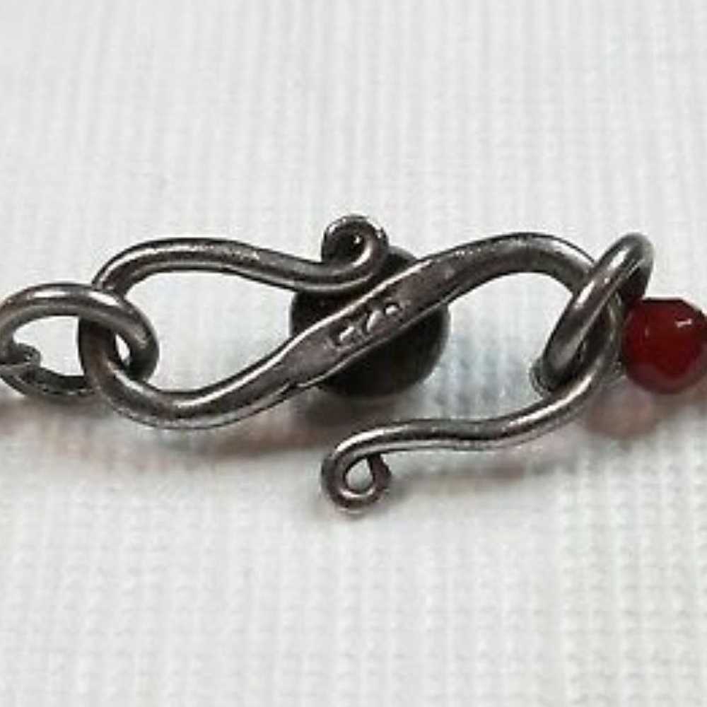 Vtg. 925 Silver Carnelian/Onyx Necklace - image 3