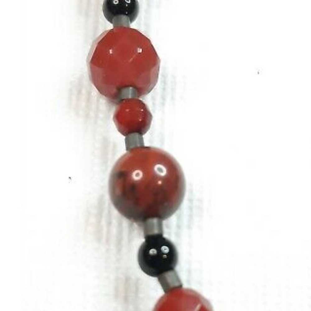 Vtg. 925 Silver Carnelian/Onyx Necklace - image 4