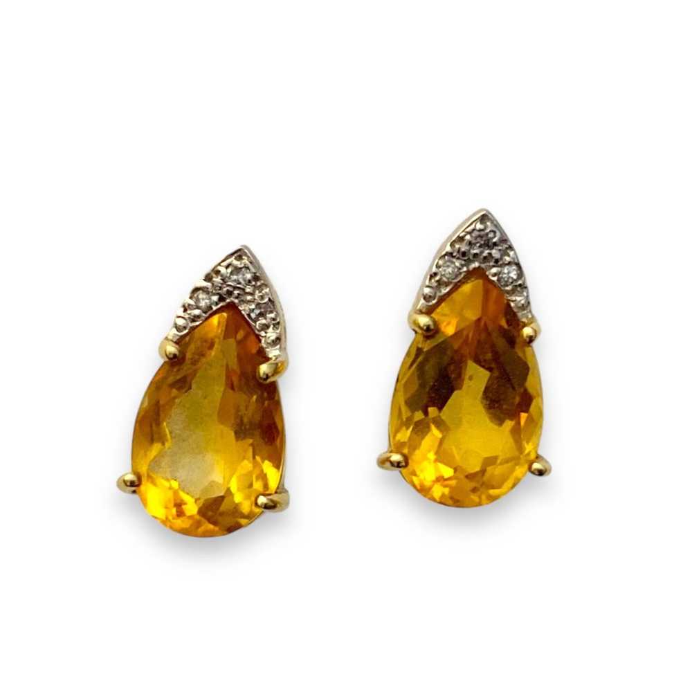 Vintage 14k Yellow Gold Pear Shape Yellow Citrine… - image 2