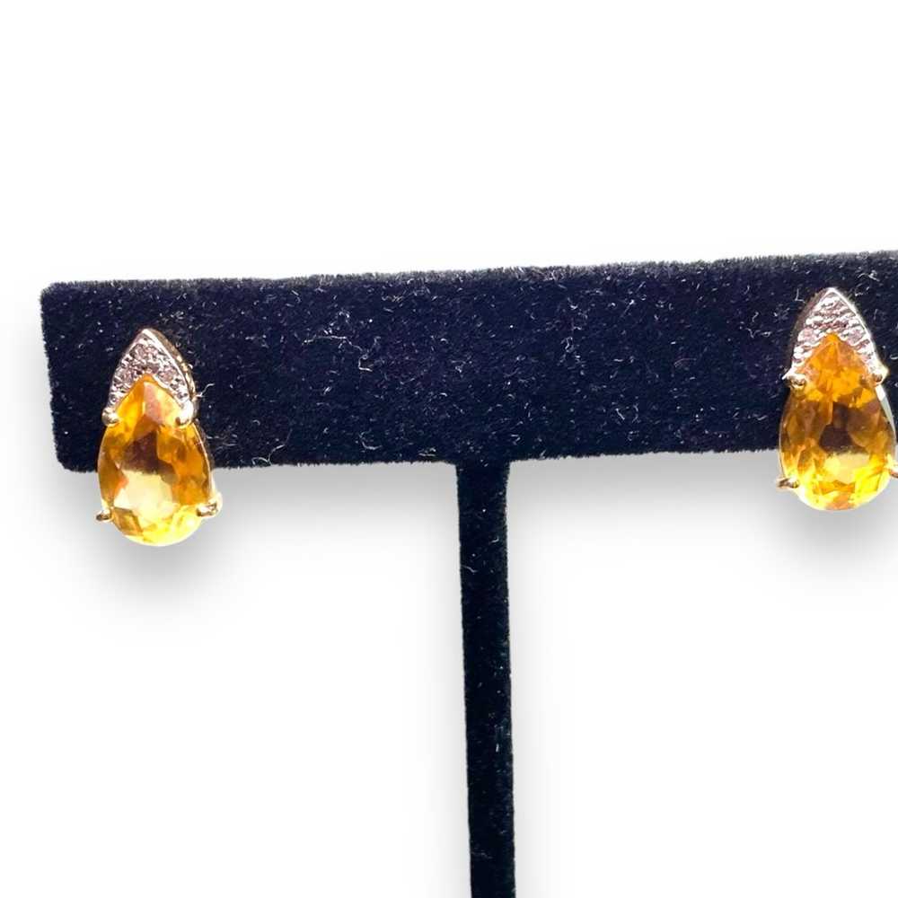 Vintage 14k Yellow Gold Pear Shape Yellow Citrine… - image 3