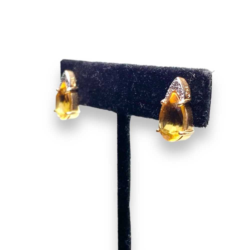 Vintage 14k Yellow Gold Pear Shape Yellow Citrine… - image 5