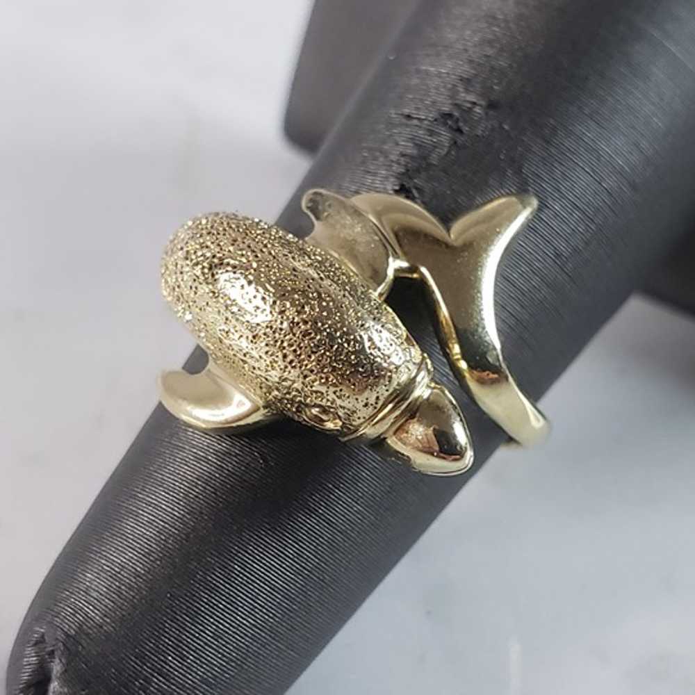 Womens Vintage Estate 10k Gold Dolphin Ring 4.0g … - image 1