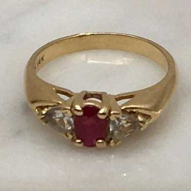 Estate 14k Gold Ruby & Diamond Ring