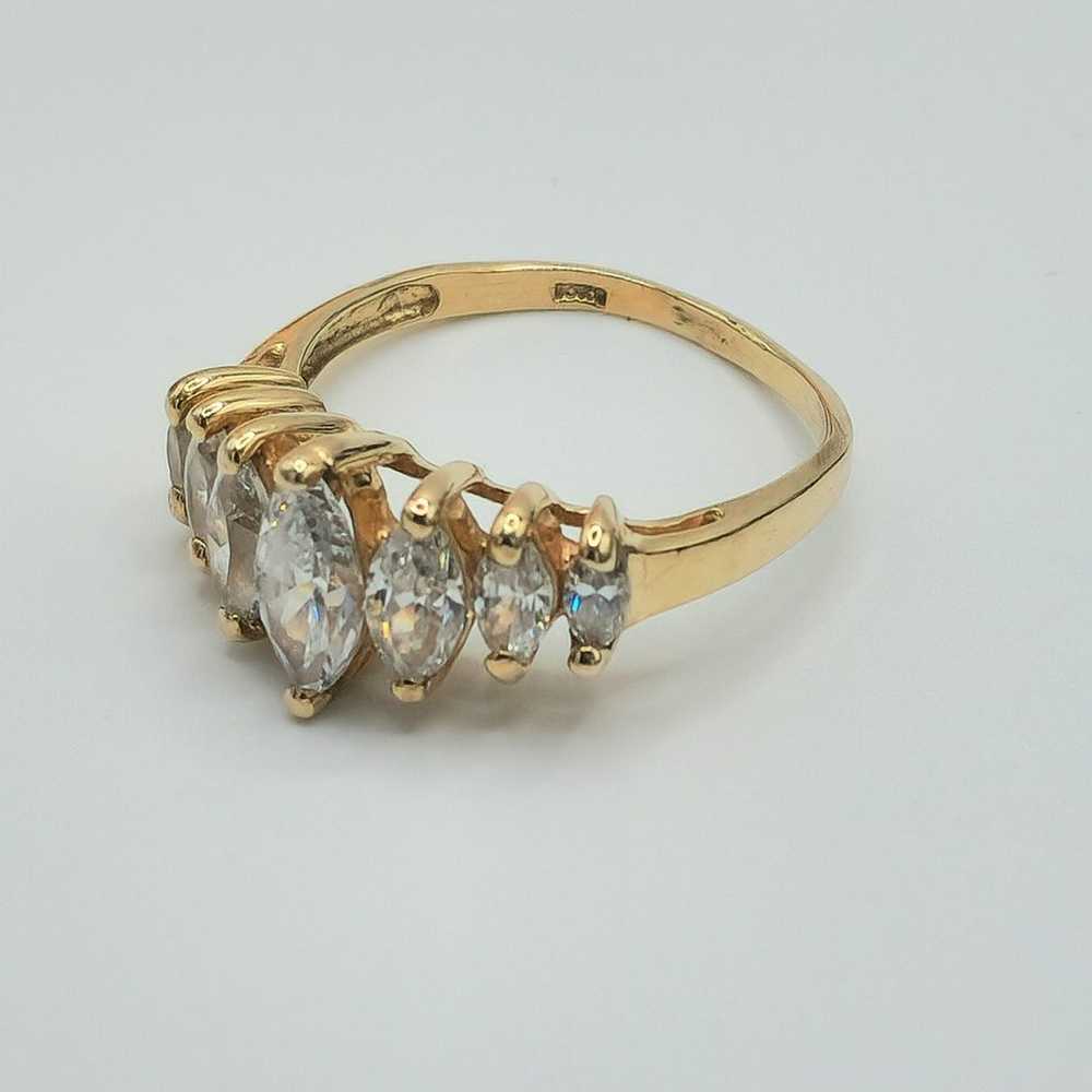 Vintage 10kt gold diamond marquee ring - image 10