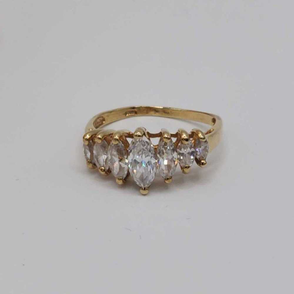 Vintage 10kt gold diamond marquee ring - image 11