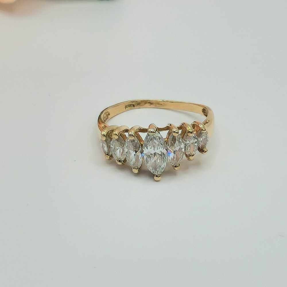 Vintage 10kt gold diamond marquee ring - image 1