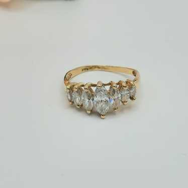 Vintage 10kt gold diamond marquee ring - image 1