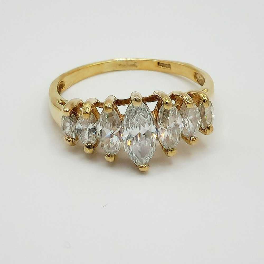 Vintage 10kt gold diamond marquee ring - image 3