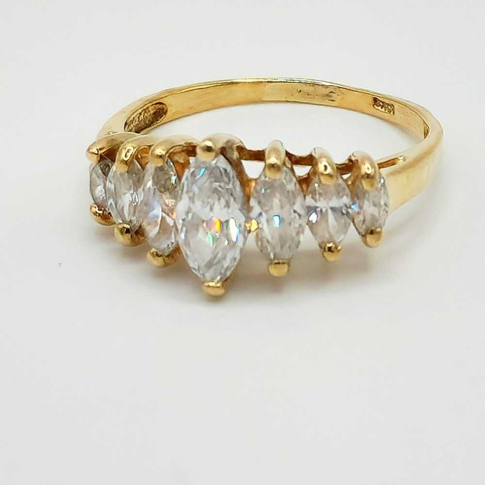 Vintage 10kt gold diamond marquee ring - image 4