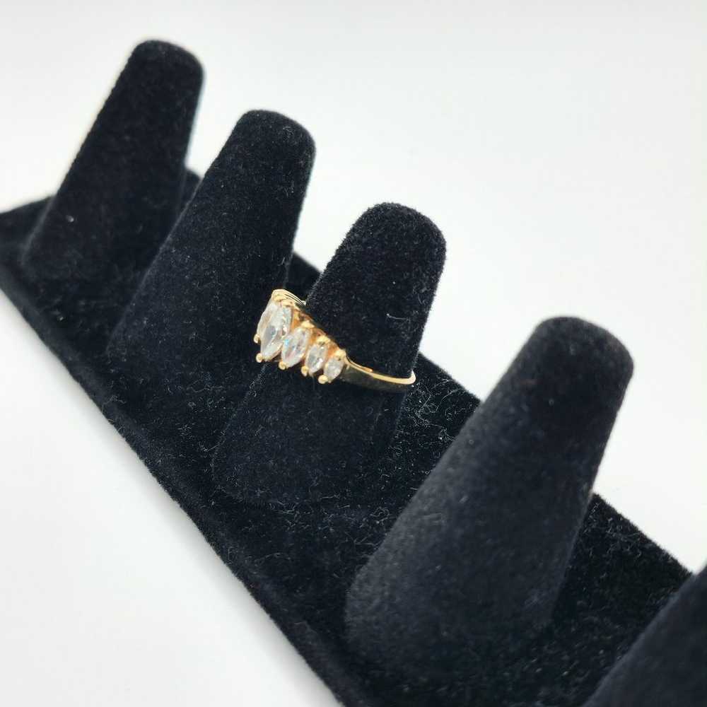 Vintage 10kt gold diamond marquee ring - image 5