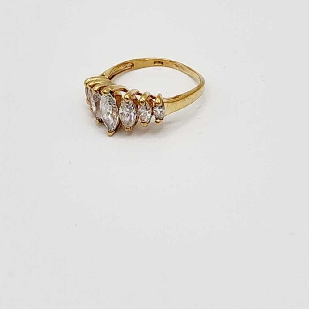 Vintage 10kt gold diamond marquee ring - image 8