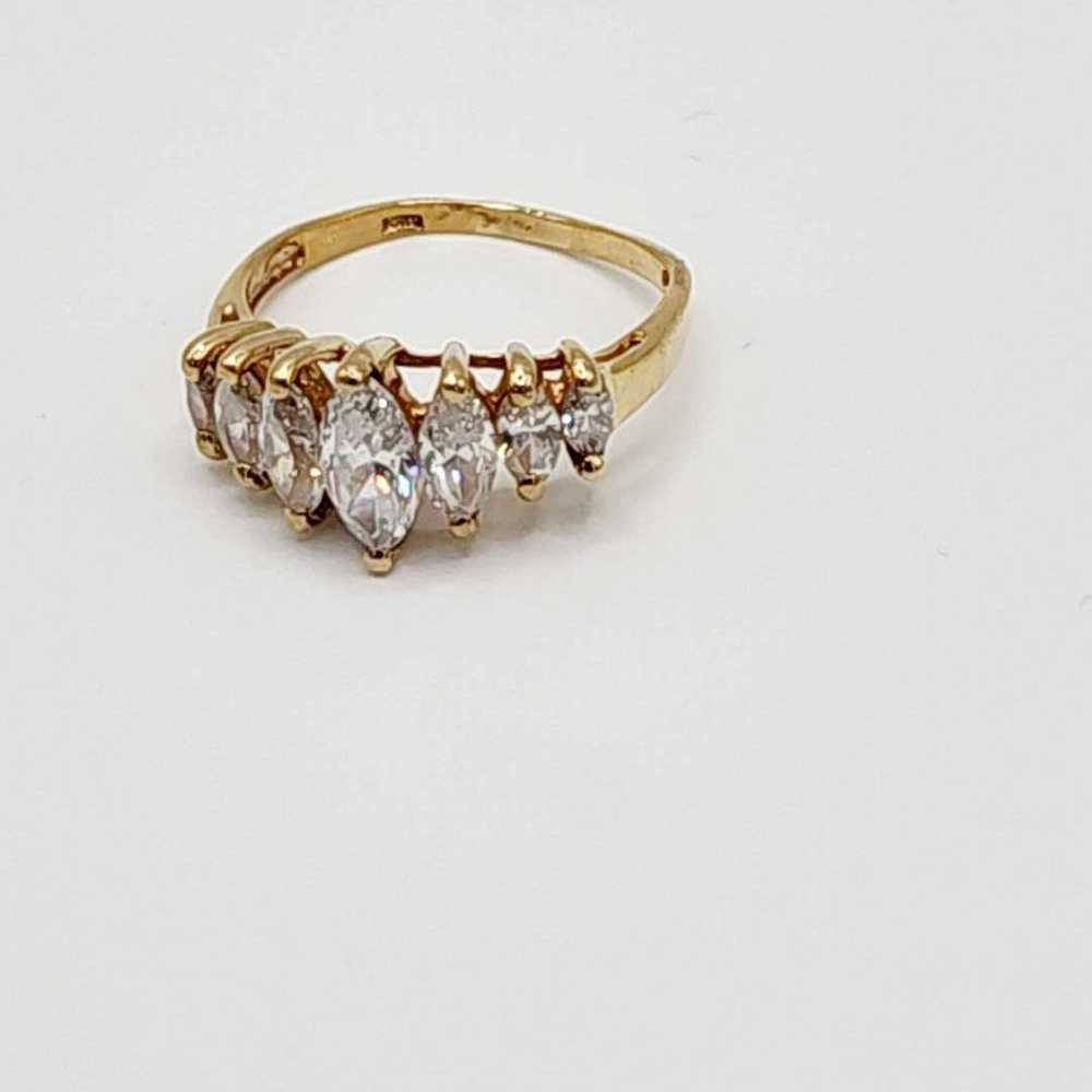 Vintage 10kt gold diamond marquee ring - image 9