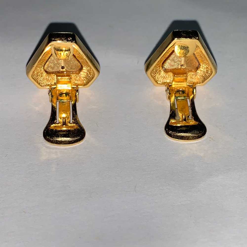 CHRISTIAN DIOR 14k gold plate EARRINGS clip on c.… - image 7