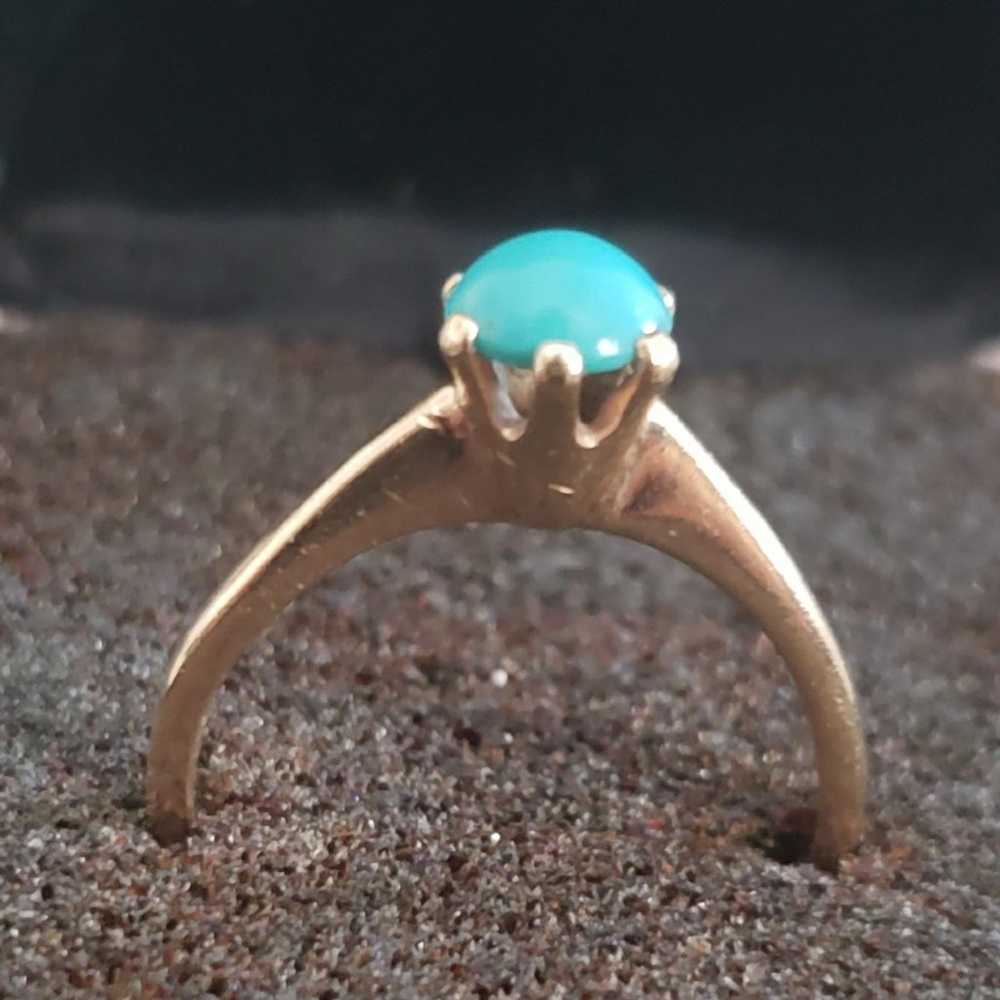 14k Solid Gold Antique Persian Turquoise Ring - image 5