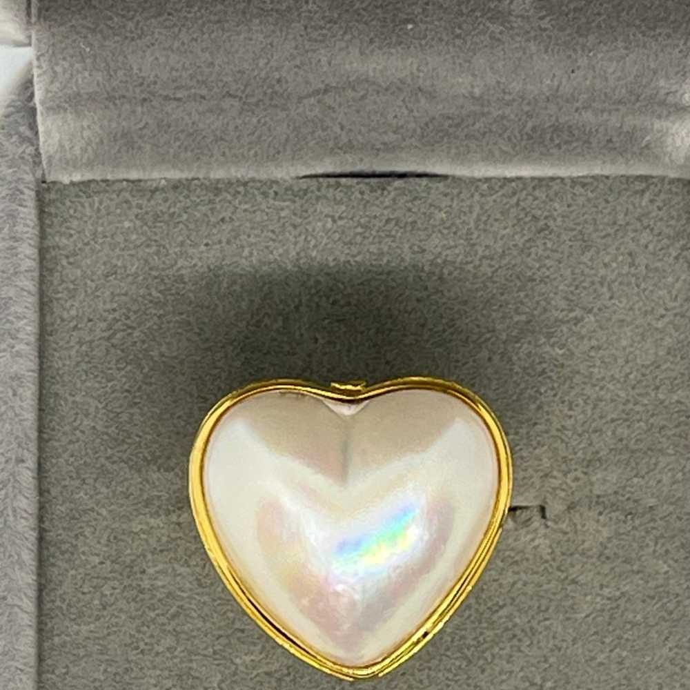 18k Yellow Gold Heart-shaped Mabe Pearl Ring Size… - image 11