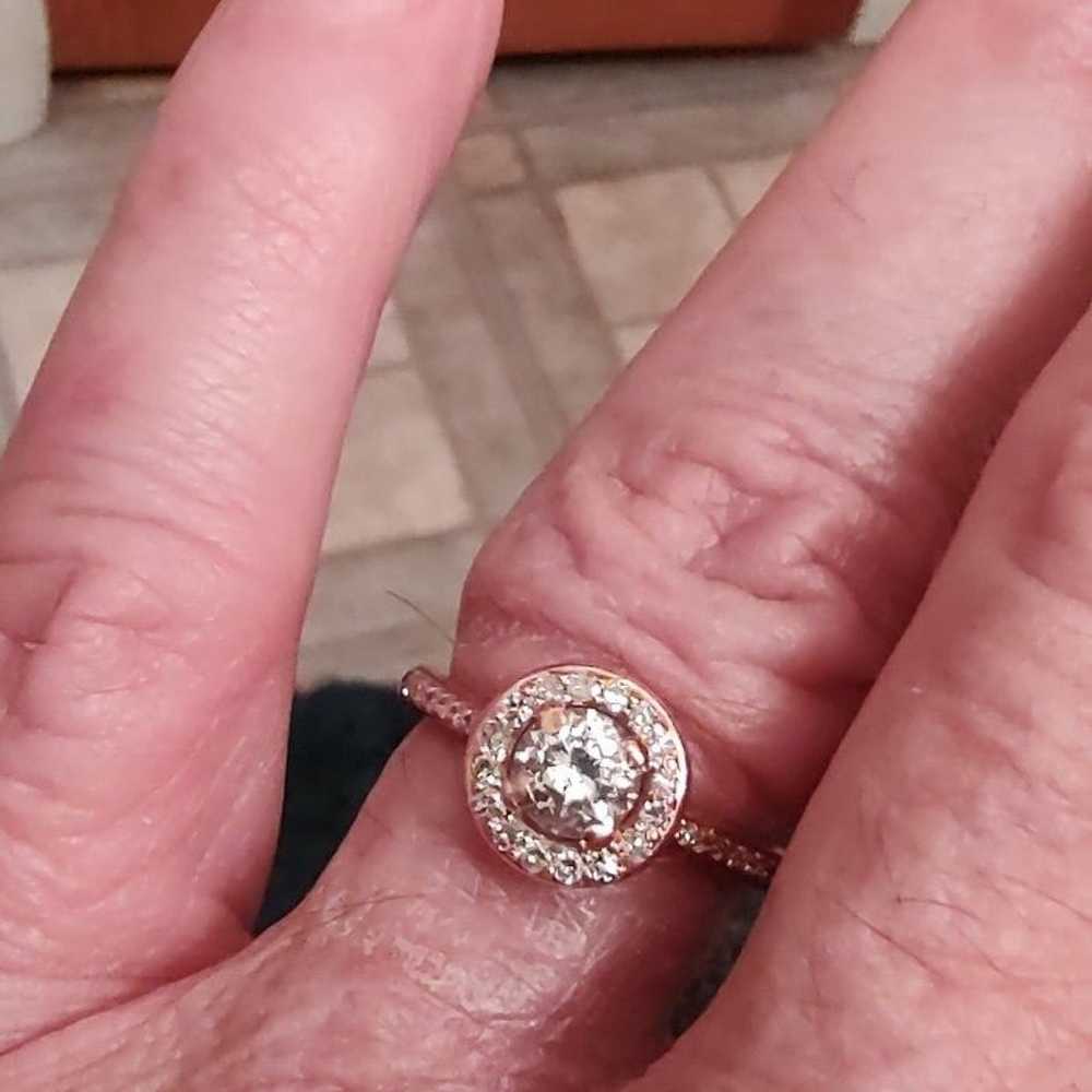 10KT Rose Gold Diamond Halo Ring - image 2