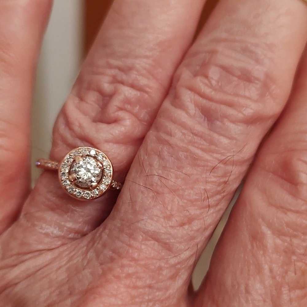 10KT Rose Gold Diamond Halo Ring - image 4