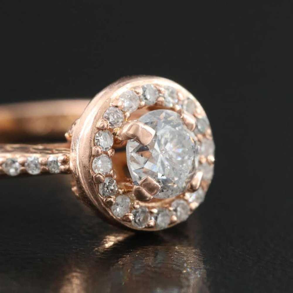 10KT Rose Gold Diamond Halo Ring - image 9