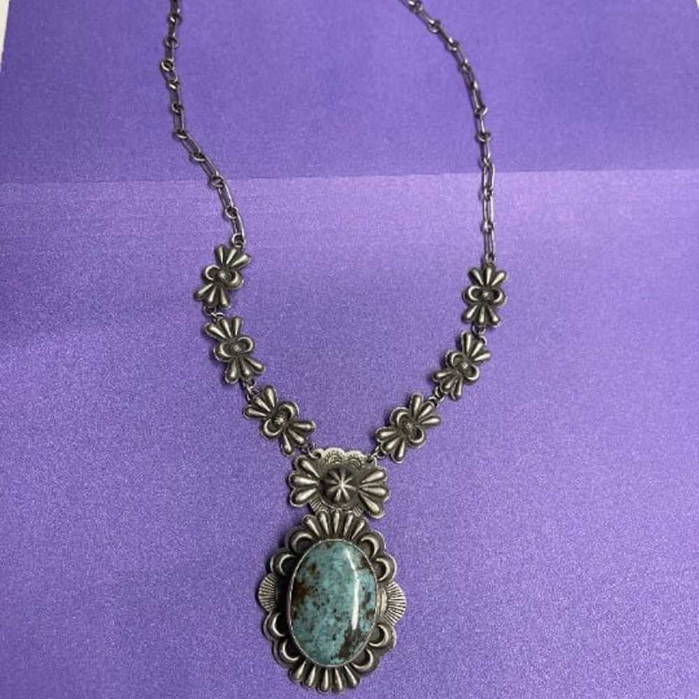 Navajo ? Sterling & Turquoise Necklace – Native A… - image 7