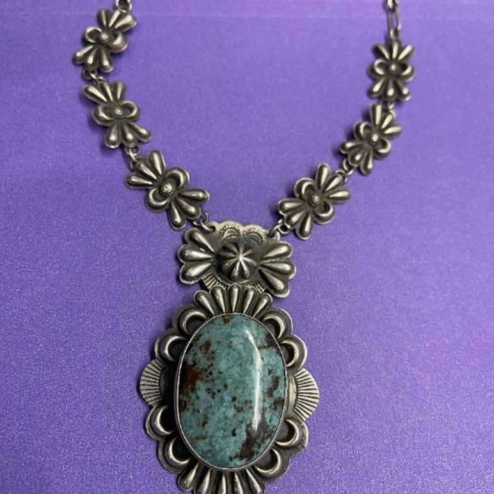 Navajo ? Sterling & Turquoise Necklace – Native A… - image 8