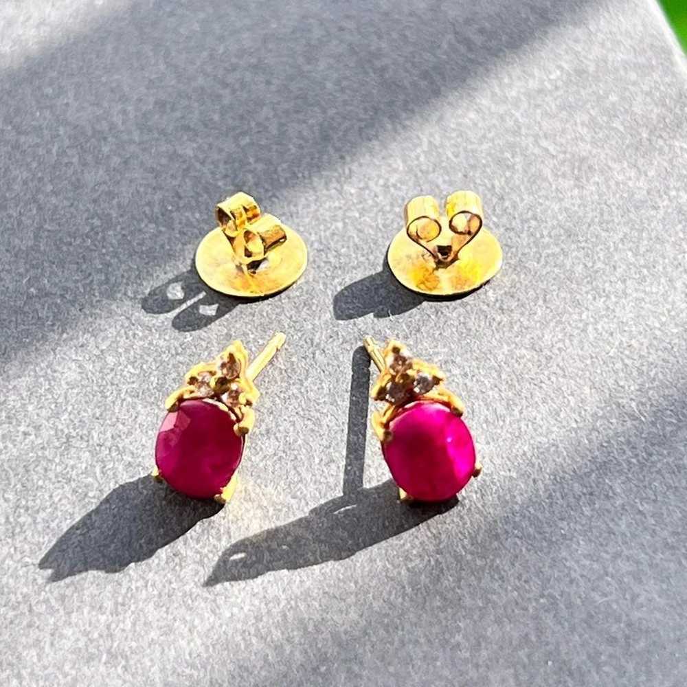 14k gold Ruby and Diamond Earrings - image 10