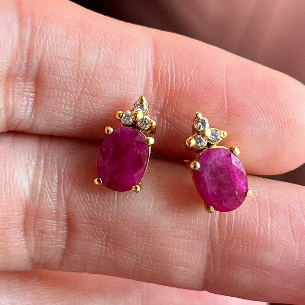 14k gold Ruby and Diamond Earrings - image 12