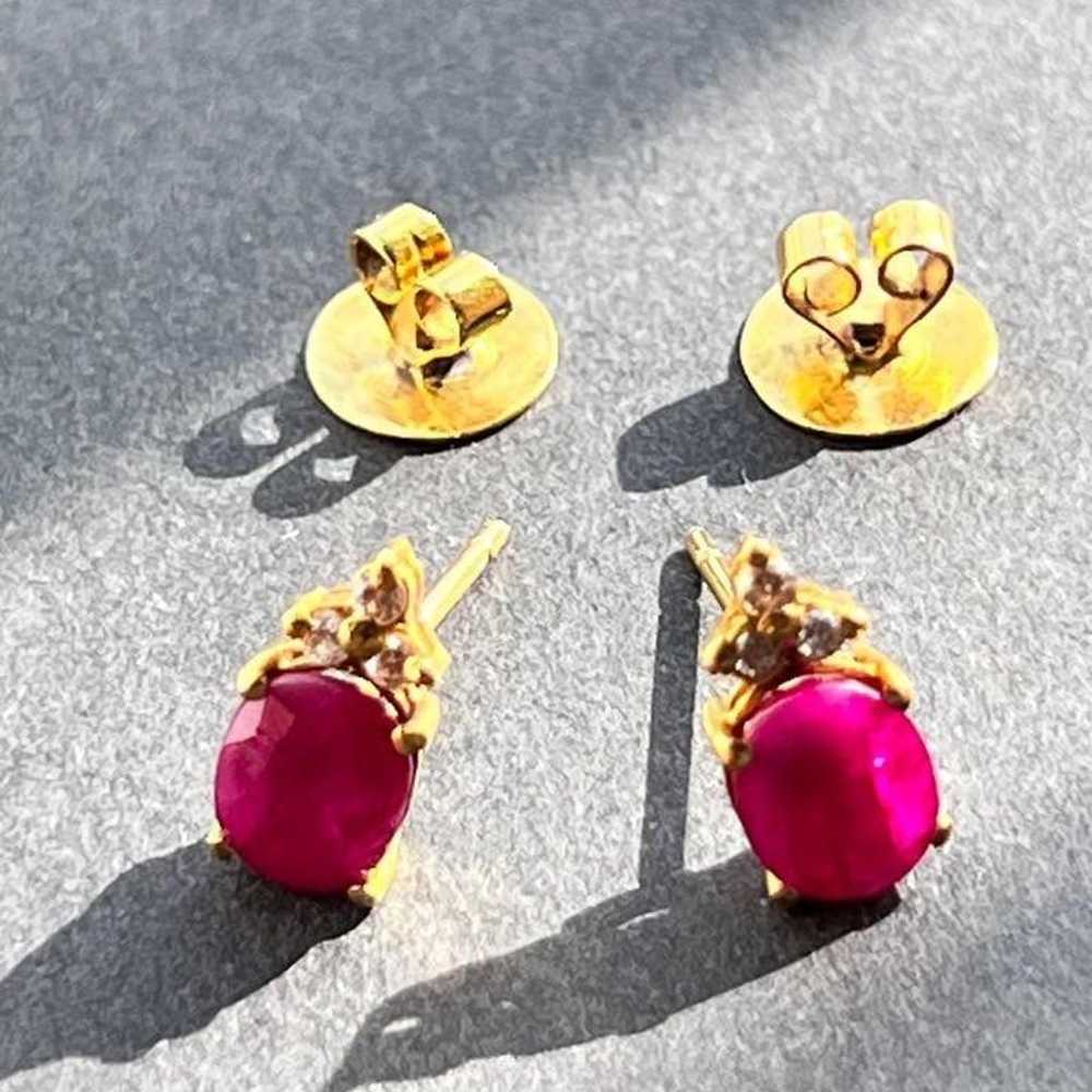 14k gold Ruby and Diamond Earrings - image 1