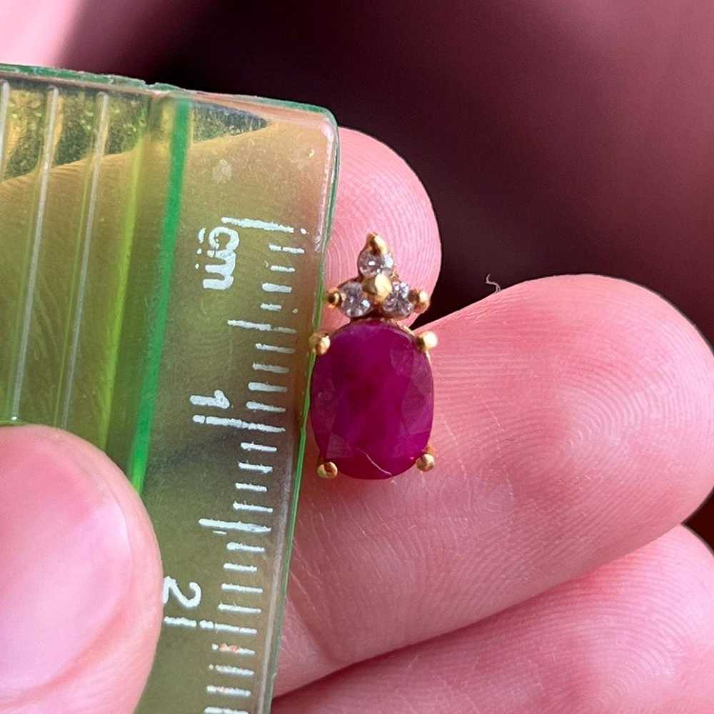 14k gold Ruby and Diamond Earrings - image 4