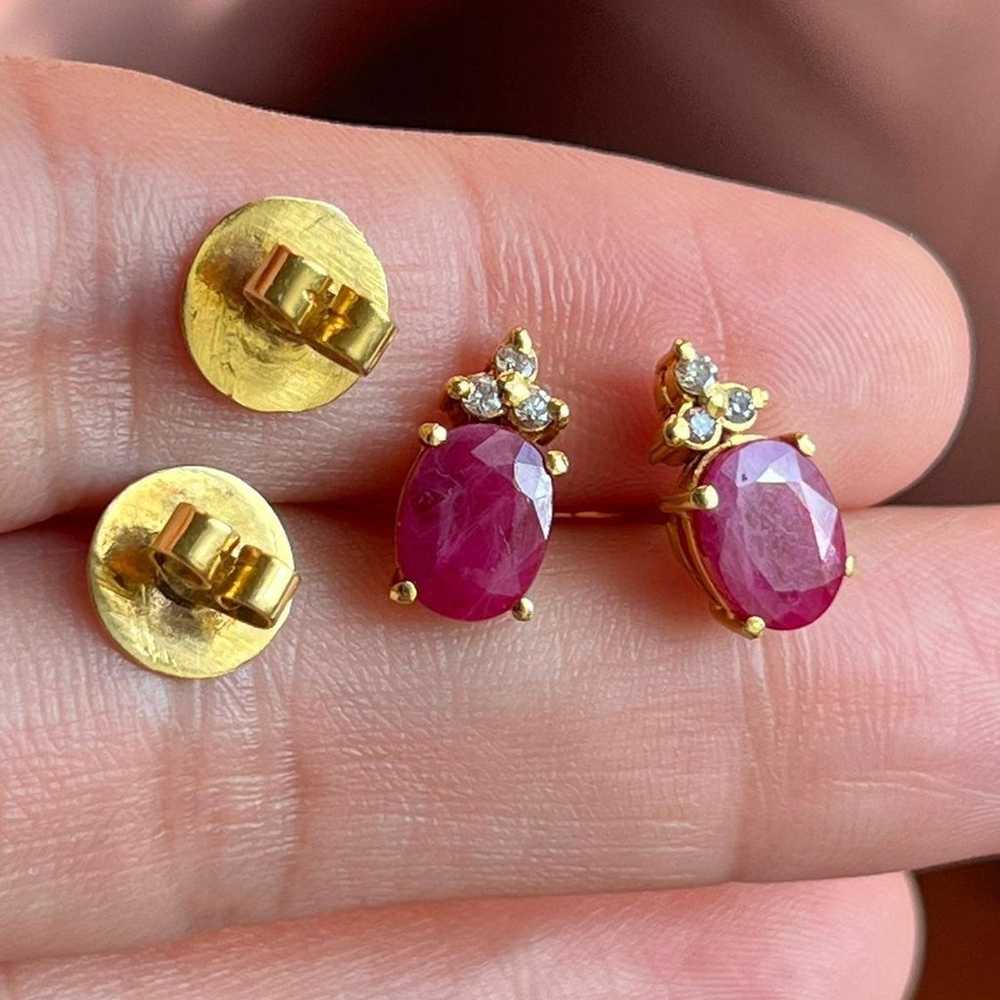 14k gold Ruby and Diamond Earrings - image 6