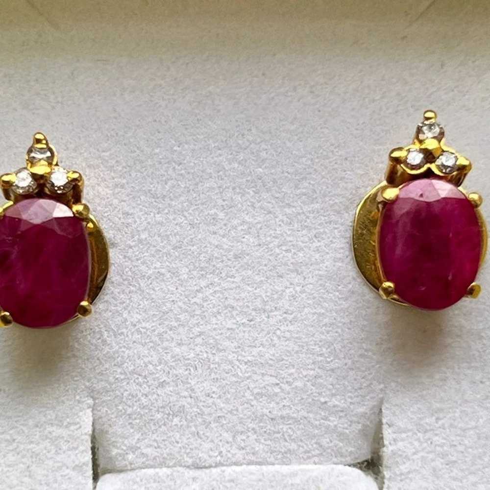 14k gold Ruby and Diamond Earrings - image 8