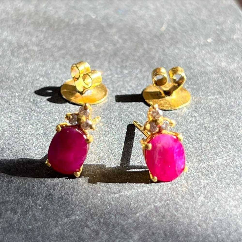 14k gold Ruby and Diamond Earrings - image 9