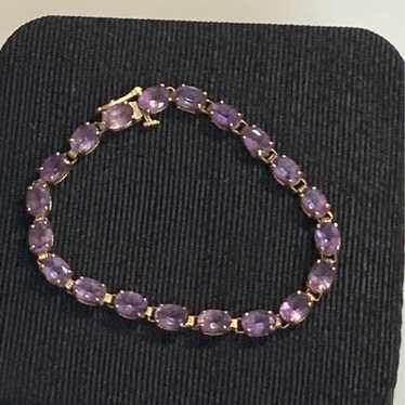 14K Gold Amethyst Tennis Bracelet - image 1