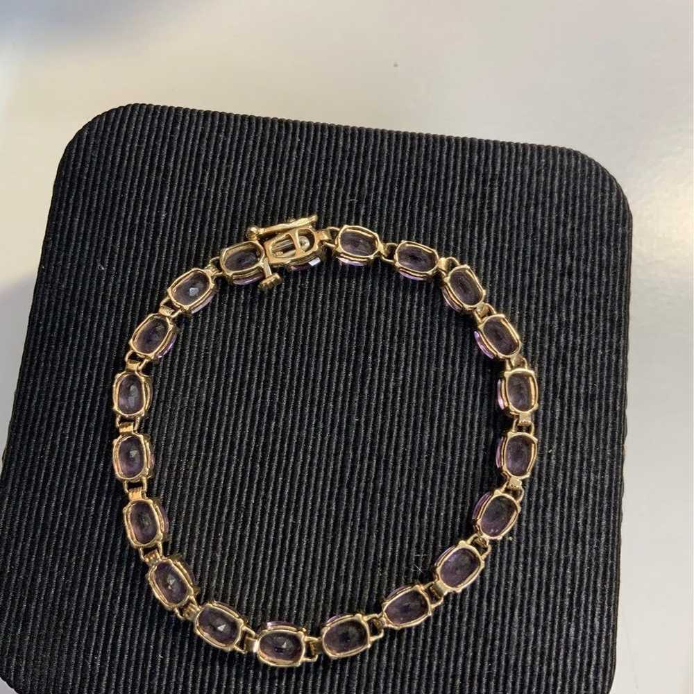 14K Gold Amethyst Tennis Bracelet - image 3