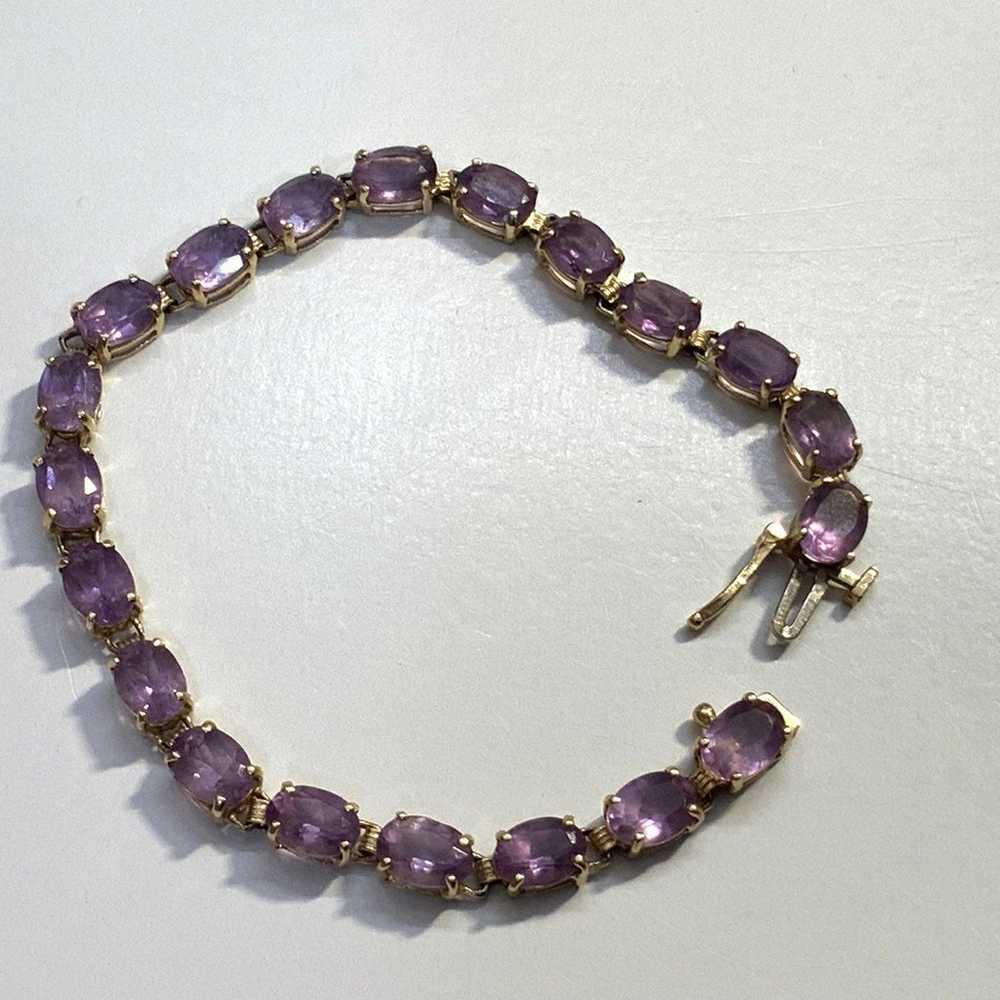 14K Gold Amethyst Tennis Bracelet - image 5