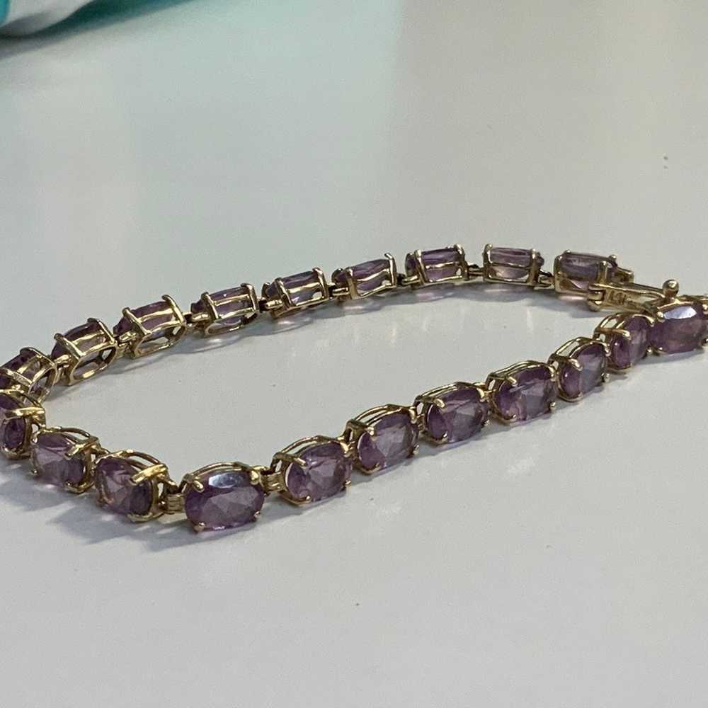 14K Gold Amethyst Tennis Bracelet - image 6