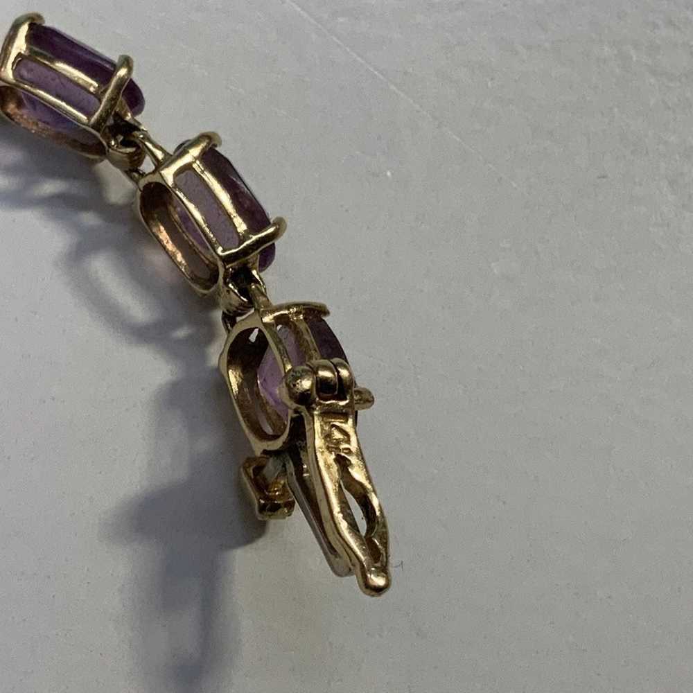 14K Gold Amethyst Tennis Bracelet - image 9