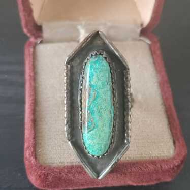 antique silver and turquoise ring - image 1