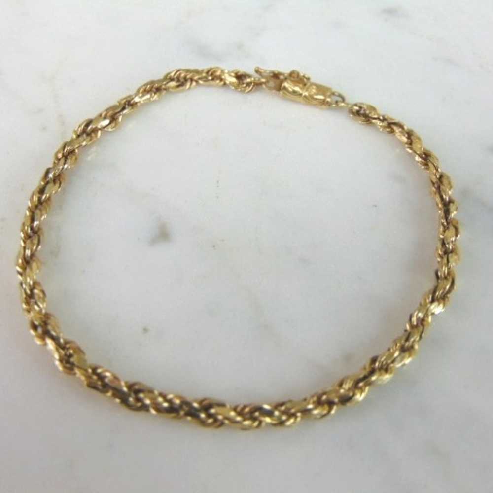 Vintage Estate 14K Yellow Gold Rope Bracelet E5134 - image 2