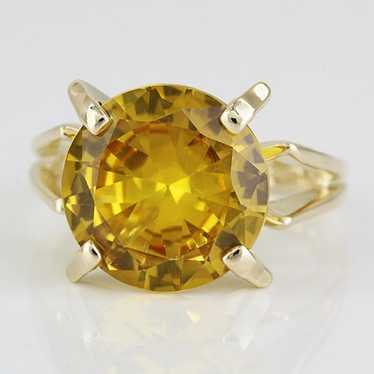 Vintage 10k Yellow Gold Citrine Gemstone Solitair… - image 1