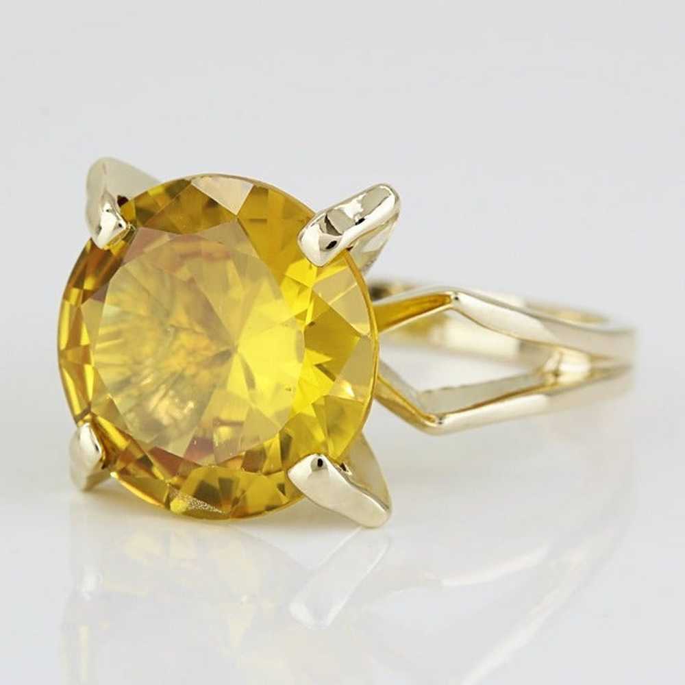 Vintage 10k Yellow Gold Citrine Gemstone Solitair… - image 2